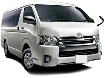 White Toyota Hiace passenger van